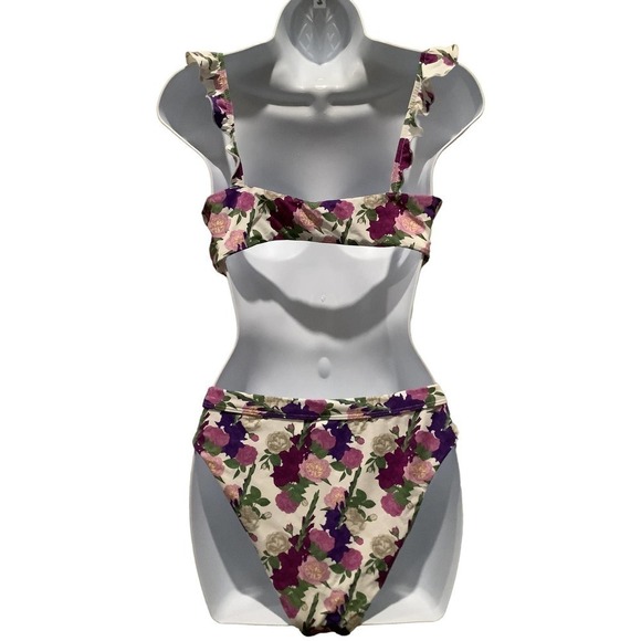 Dippin’ Daisy’s Countess Floral Retro Looking 2 Piece Swimsuit L - Picture 6 of 9